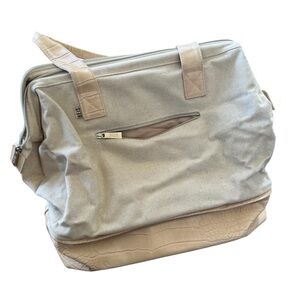 BEIS Mini Weekend Bag in Beige & Croc Trim